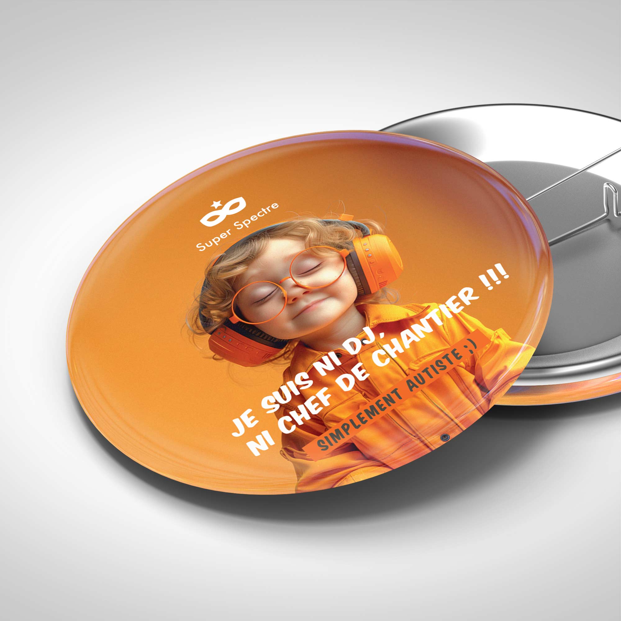 Badge de sensibilisation autisme - orange