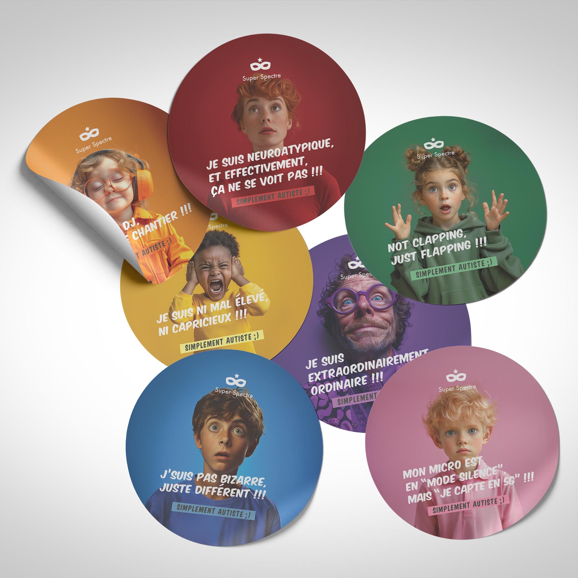 Pack de 7 stickers de sensibilisation à l'autisme